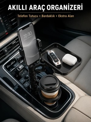 Elivora Araç Konsolu Için Telefon Tutuculu Bardaklık Düzenleyici
