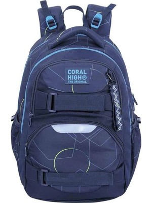 Coral High Coral Hıgh 24445 Geometrik Desenli Lacivert Dört Bölmeli Sırt Çantası