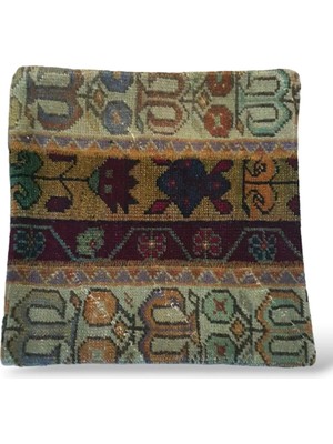 Ottoman Pouffe Art Deco Bohem Halı El Dokuması Vintage Kırlent Minder 40X40CM 348
