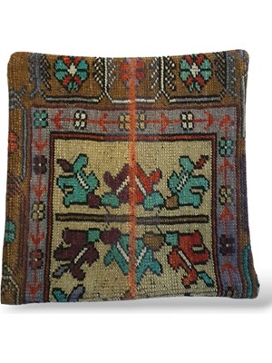 Ottoman Pouffe Art Deco Bohem Halı El Dokuması Vintage Kırlent Minder 40X40CM 348