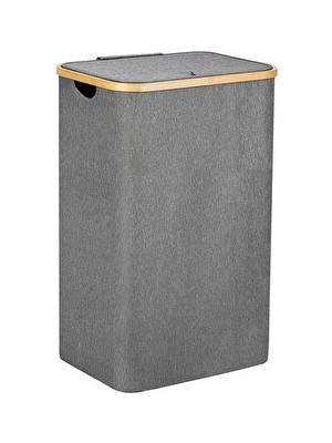 Maison Luré Bambu Kenarlarıyla Katlanabilir 70 Lt Kumaş Çamaşır Sepeti