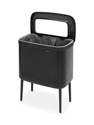 Maison Luré Modern Siyah Plastik Kapaklı Çamaşır Sepeti