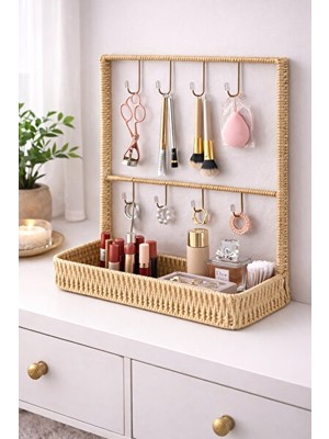 Maison Luré Çok Amaçlı Rattan Dekoratif Organizer, 8 Askılı ve Şık Tasarım