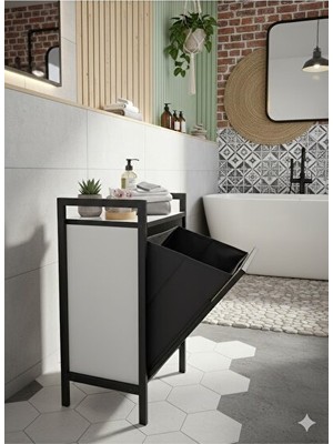 Maison Luré Kapaklı Metal Ayaklı Banyo Düzenleyici, Modern ve Pratik