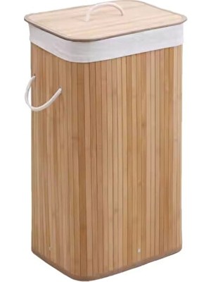 Maison Luré Kapaklı Bambu Çamaşır Sepeti, Taşınabilir ve Estetik Tasarım