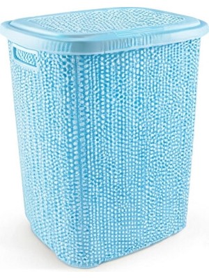 Maison Luré Kapaklı 65 Lt Plastik Çamaşır Sepeti, Mavi Desenli ve Hafif