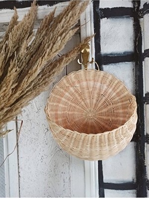 Knittingtr Maison Luré Hasır Bambu Rattan Duvar Sepeti - Dekoratif ve Pratik Saklama