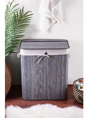 Maison Luré Gri Katlanabilir Bambu Çamaşır Sepeti, 19 L Kapasiteli