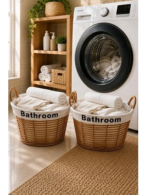 Maison Luré Iki Adet Kulplu Banyo ve Çamaşır Düzenleme Sepeti