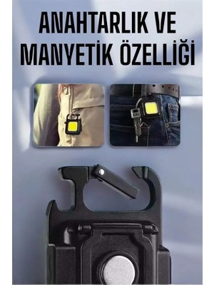 Elivora Anahtarlık Çok Amaçlı Mıknatıslı Taşınabilir Işık LED Şarjlı