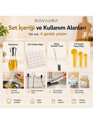 Novaura 4'lü Pratik Ev Seti Düzenle + Ölç + Spreyle + Temizle