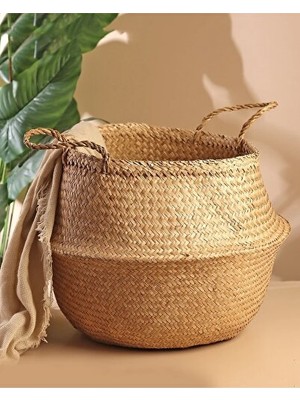 Maison Luré Katlanabilir Hasır Saksılık Sepeti, Doğal ve Şık Dekoratif Çözüm 24X28CM