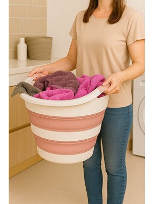 Maison Luré Katlanabilir Pembe Çamaşır Sepeti, Pratik ve Şık Tasarım