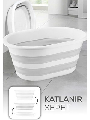 Maison Luré Hafif Katlanabilir Çamaşır Sepeti, 25 Litre, Çift Katlı ve Şık Tasarım