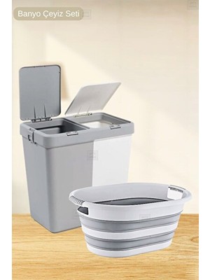 Maison Luré Banyo Için 2’li Katlanabilir Çamaşır Sepeti Seti, Bpa Free ve Hafif Tasarım
