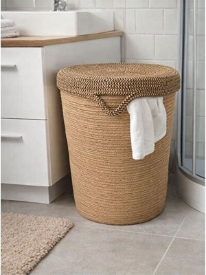 Maison Luré Kapaklı Jüt Çamaşır Sepeti, Şık ve Kullanışlı Organize Çözüm 40X45 cm