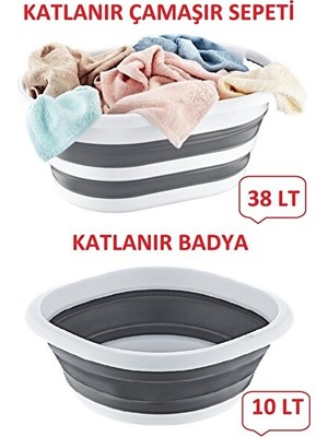 Maison Luré Çift Bölmeli Katlanabilir Çamaşır ve Badyalar Sepeti