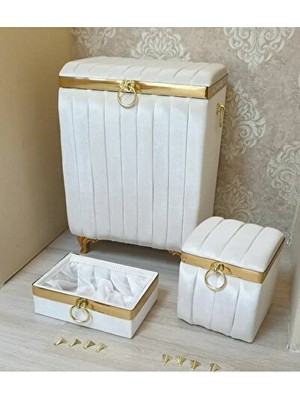 Maison Luré Banyo Seti: Çamaşır Sepeti, Deterjanlık ve Havluluk, Çok Fonksiyonlu