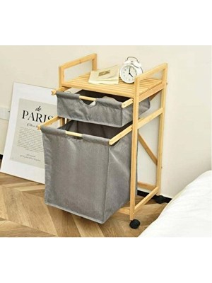 Maison Luré Kapaklı Ahşap ve Kapağıyla Şık Kirli Çamaşır Sepeti - 100L