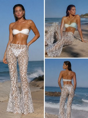 Deep Beach Dantel ispanyol paça astarsız pareo pantolon