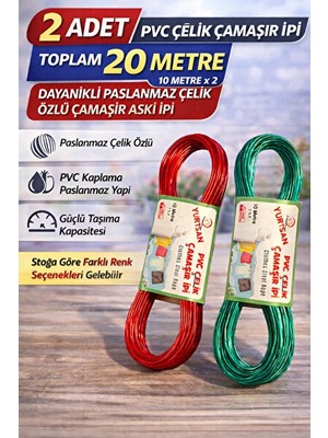 Maison Luré Dayanıklı Pvc Çelik Çamaşır Askı Ipi - 20 Metre 2 Adet