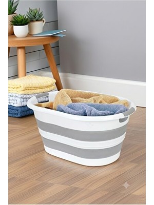 Maison Luré 38 Litre Silikon Katlanabilir Çamaşır Sepeti, Ergonomik ve Taşınabilir