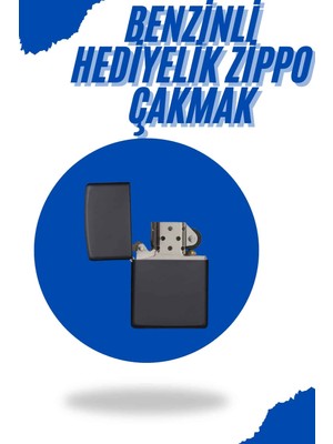 Elivora Siyah Kutulu Metal Çakmak Benzinli Hediyelik Eşya