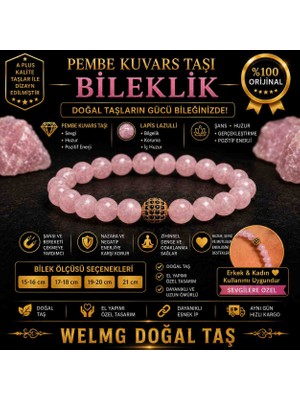 welmg Pembe Kuvars Taşı Bileklik Zirkon Taşlı Bileklik