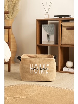 Vaelmont Tidy Jüt Home Yazılı Sepet, 37X27X25 Cm, Şık ve Pratik Saklama