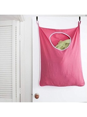 Vaelmont Pembe Kaplı Katlanabilir Çamaşır Sepeti Filesi - Kapı Arkası ve Oyuncak Sak