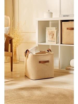 Vaelmont Katlanabilir Jüt Dolap Içi Çamaşır ve Oyuncak Saklama Sepeti 30X30X30 cm