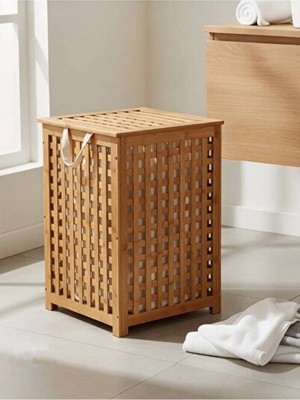 Vaelmont Bambu Çamaşır Sepeti - Doğal Malzeme ve Şık Tasarım 45X45X62 cm