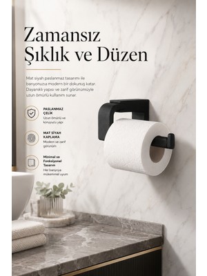 Alper Banyo Lper Banyo F1 Model Siyah Tuvalet Kağıdı Askısı Paslanmaz Çelik Vidalı Montajlı Wc Kağıtlık 5 Yıl Garantili