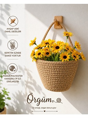 Vaelmont Yapay Ayçiçeği ve Sepetli Dekoratif Mini Çiçek