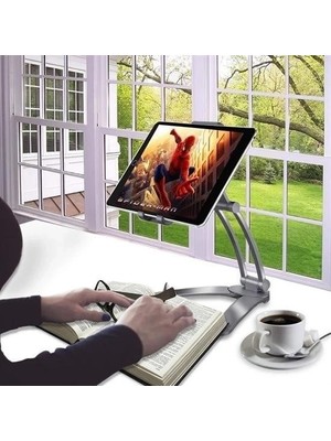 Ronanna Buğz 360 Derece Dönebilen Mutfak Masaüstü Telefon Tablet Tutucu Ayarlanabilir Esnek Ayaklı Metal