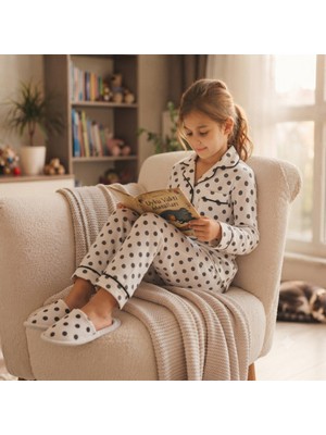 Cubbux Kız Çocuk Terlikli Pijama Takımı Seti %100 Pamuklu Rahat