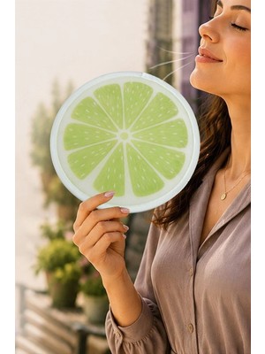 Ronanna Buğz Limon Desenli Kore Yelpaze
