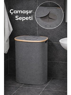 Vaelmont Bambu Kirli Çamaşır Sepeti, Banyo Düzenleyici ve Kokusuz