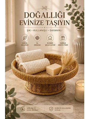 Vaelmont Ayaklı Hasır Rattan Meyvelik Sepet - Çok Amaçlı ve Şık Tasarım