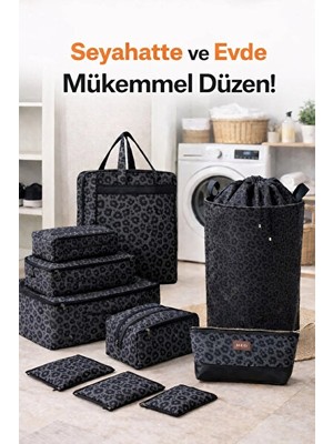 Vaelmont Leopar Desenli Kirli Sepet, Şık ve Pratik Çamaşır Düzenleyici Çamaşır Sepeti