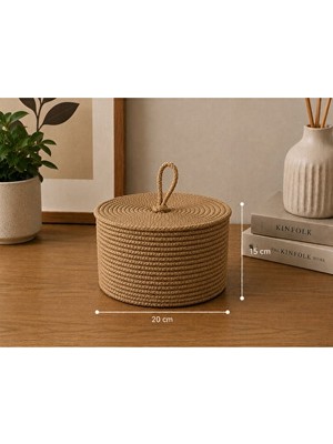Vaelmont Düzenli Saklama Için Kapaklı Dekoratif Sepet, Çok Amaçlı Kullanım 20X15 cm