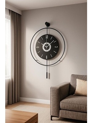 Vaelmont Büyük Boy Siyah Metal Ledli Duvar Saati, Modern ve Fonksiyonel Tasarım 50X75 cm