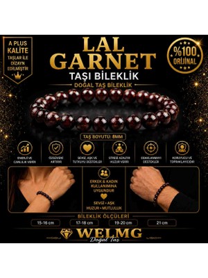 welmg Lal Taşı Garnet Taşı Bileklik Gerçek Hakiki Lal Taşı Bileklik
