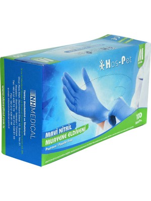 Alvera Collection Pudrasız Mavi Nitril Eldiven Orta Boy (M) 100 Lü Paket