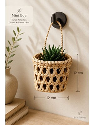 Vaelmont Minimal Organik Hasır Sepet, Dekoratif ve Çok Amaçlı Saklama 12X12 cm