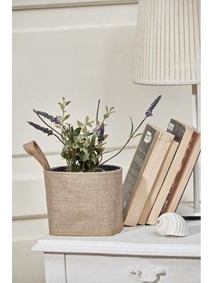 Vaelmont Dekoratif Jüt Kumaş Saksı Sepeti, Şık ve Dayanıklı Tasarım 13X15 cm