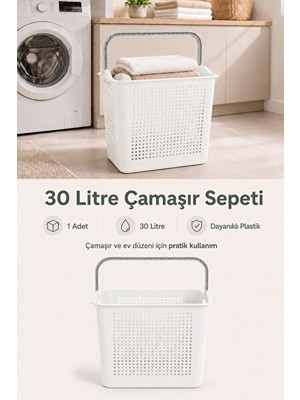 Vaelmont Çok Amaçlı Taşınabilir Çamaşır Sepeti ve Banyo Düzenleyici, Kulplu Plastik