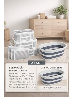 Vaelmont Set Şır Sepeti ve Saklama Çantası Çamaşır Sepeti