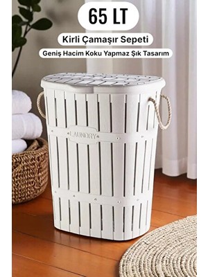 Vaelmont Geniş Kapaklı Kirli Çamaşır Sepeti, Halat Kulplu ve Büyük Hacim
