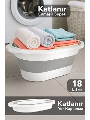 Orvessa 18 Litre Katlanabilir Silikon Çamaşır Sepeti - Pratik ve Hafif